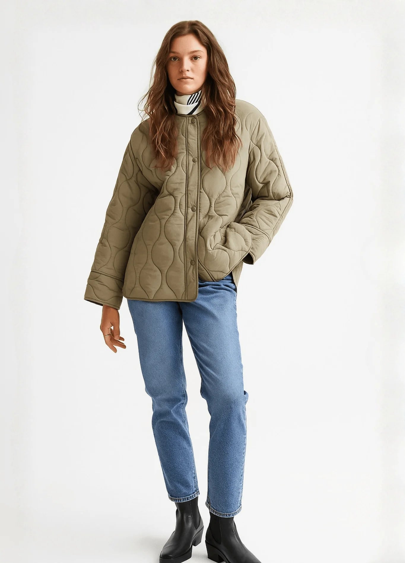 Veste kimono matelassée femme olive - Confort & style-Kimikono