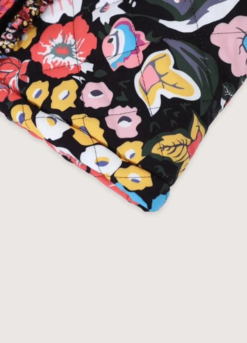 Veste kimono matelassée fleurie noire - Élégance japonaise-Kimikono