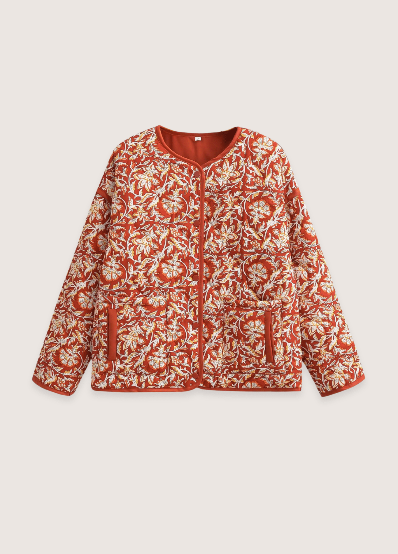 Veste kimono matelassée orange floral | Akatsuchi