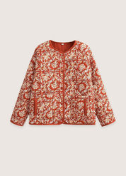 Veste kimono matelassée orange floral | Akatsuchi