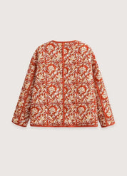Veste kimono matelassée orange floral - Style unique-Kimikono