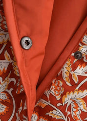 Veste kimono matelassée orange floral - Style unique-Kimikono