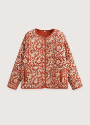 Veste kimono matelassée orange floral - Style unique-Kimikono