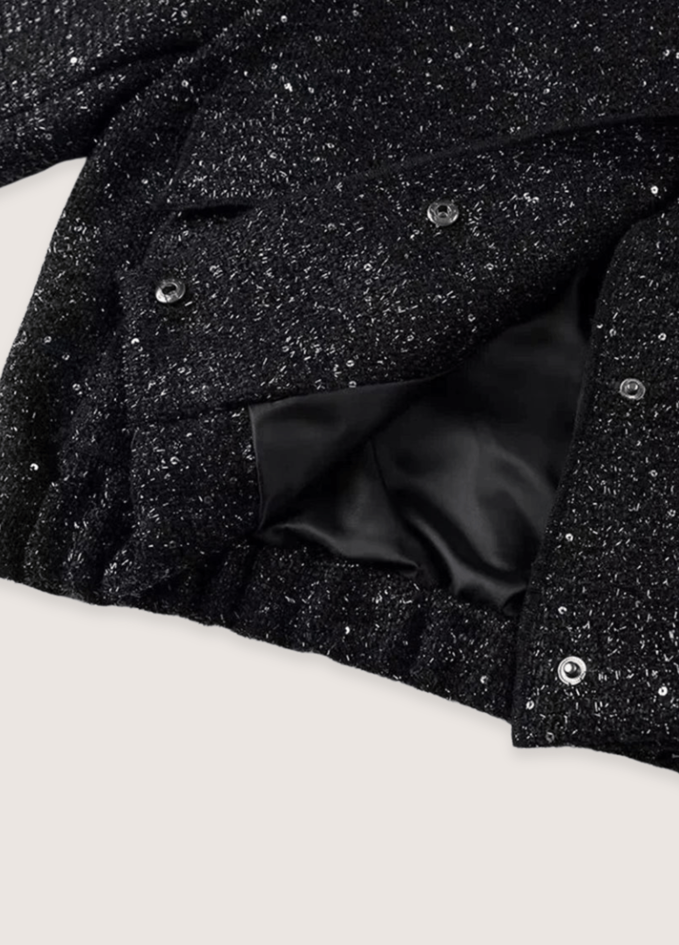 Veste kimono noir à paillettes | Yozora