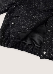 Veste kimono noir à paillettes | Yozora
