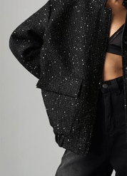 Veste kimono noir à paillettes | Yozora