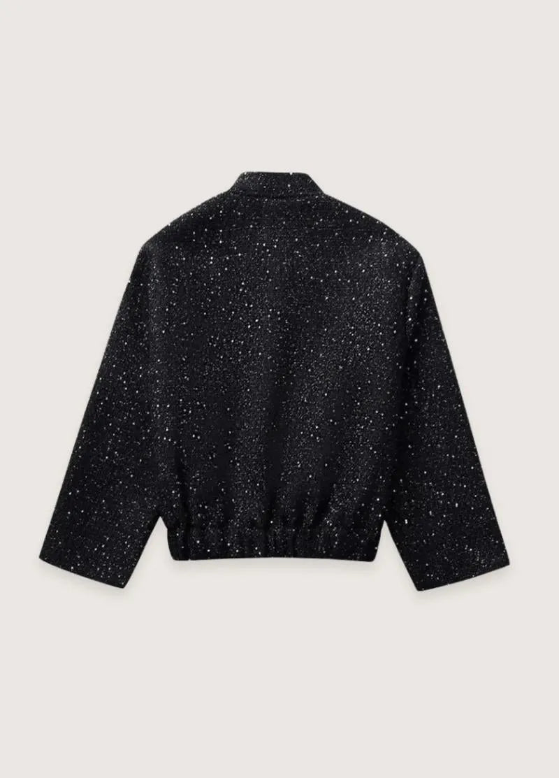 Veste kimono noir à paillettes - Style chic femme-Kimikono