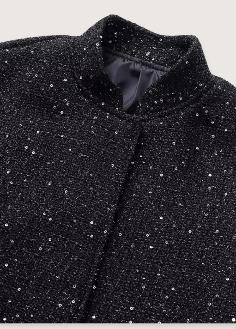 Veste kimono noir à paillettes - Style chic femme-Kimikono