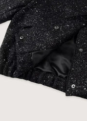 Veste kimono noir à paillettes - Style chic femme-Kimikono