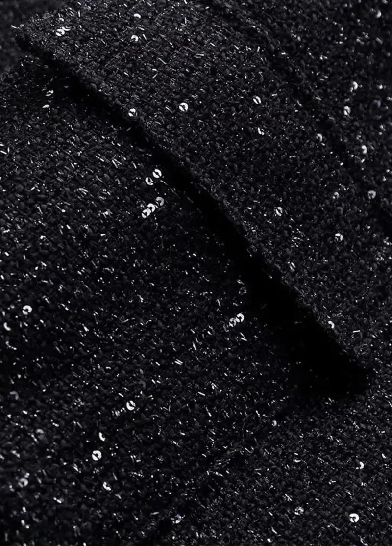 Veste kimono noir à paillettes - Style chic femme-Kimikono