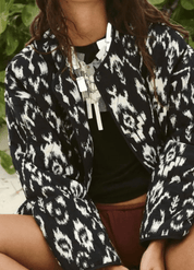 Veste kimono noir et blanc en coton | Monokuro