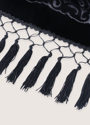 Kimono poncho noir brodé | Yamikiri