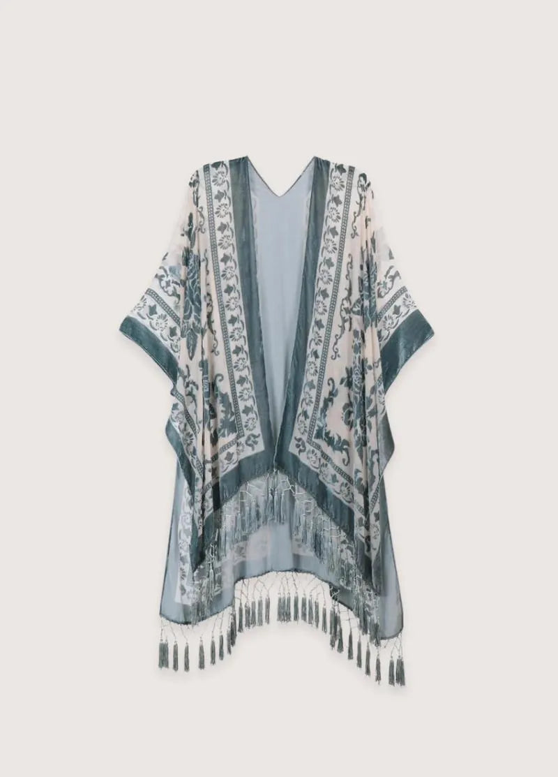 Veste kimono plage style poncho - Bohème & chic-Kimikono