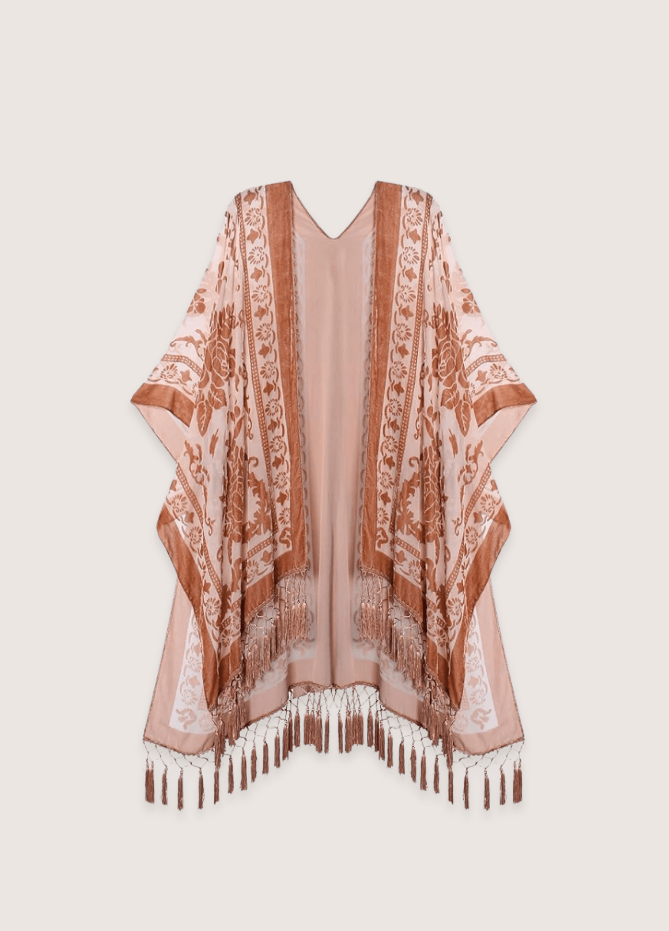 Kimono plage poncho brique rosé | Momoka