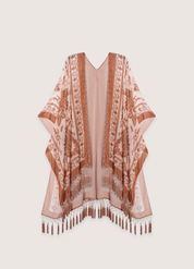 Kimono plage poncho brique rosé | Momoka