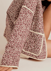 Veste légère kimono fleurie rose | Sakurako