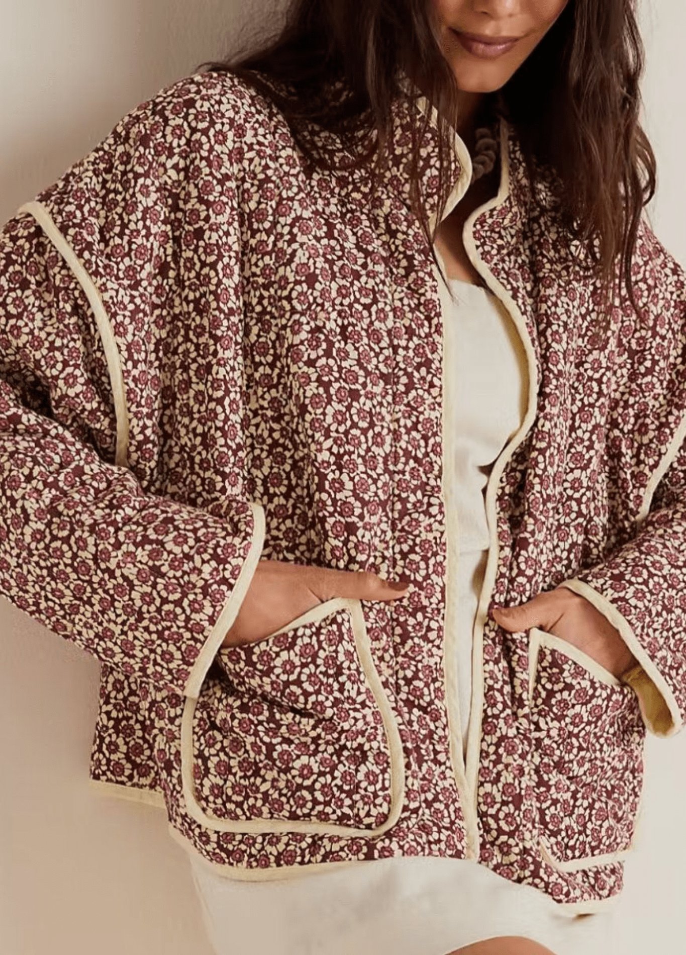 Veste légère kimono fleurie rose | Sakurako