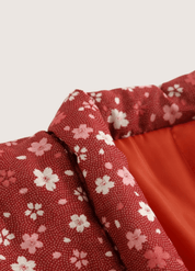 Veste japonaise kimono rouge fleuri | Kurenai