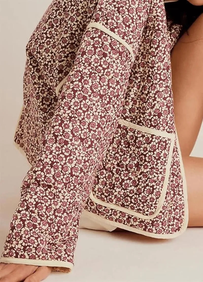 Veste légère kimono fleurie rose - Bohème & chic-Kimikono