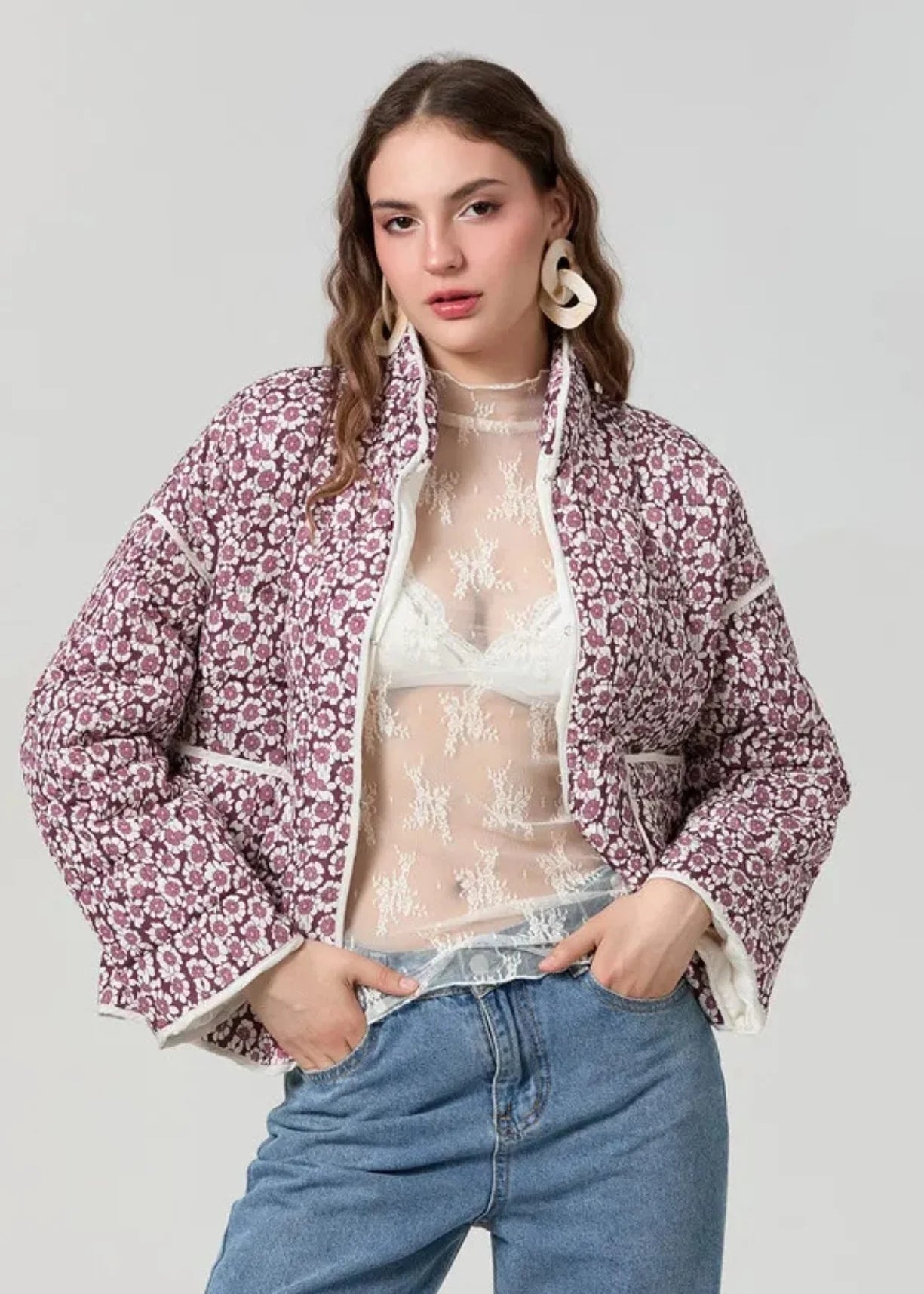 Veste légère kimono fleurie rose - Bohème & chic-Kimikono