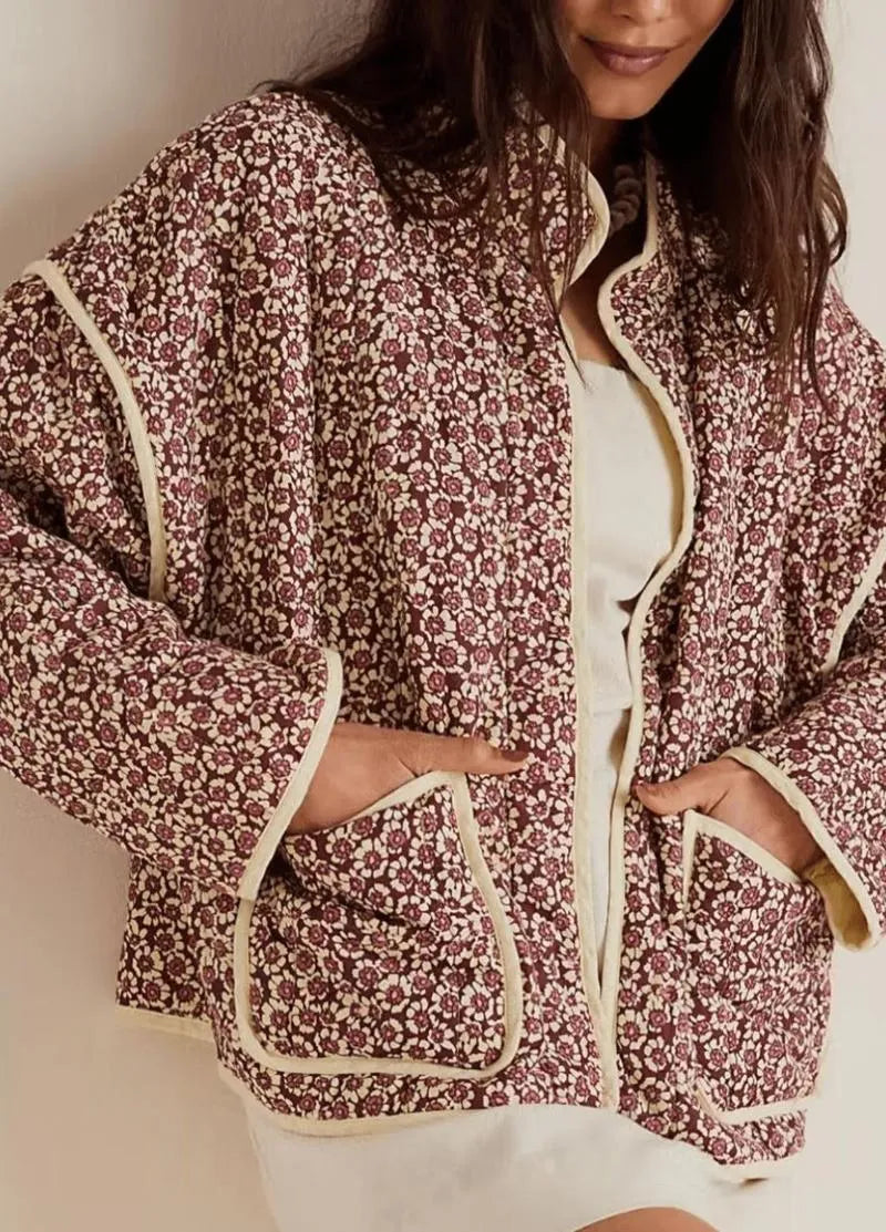 Veste légère kimono fleurie rose - Bohème & chic-Kimikono