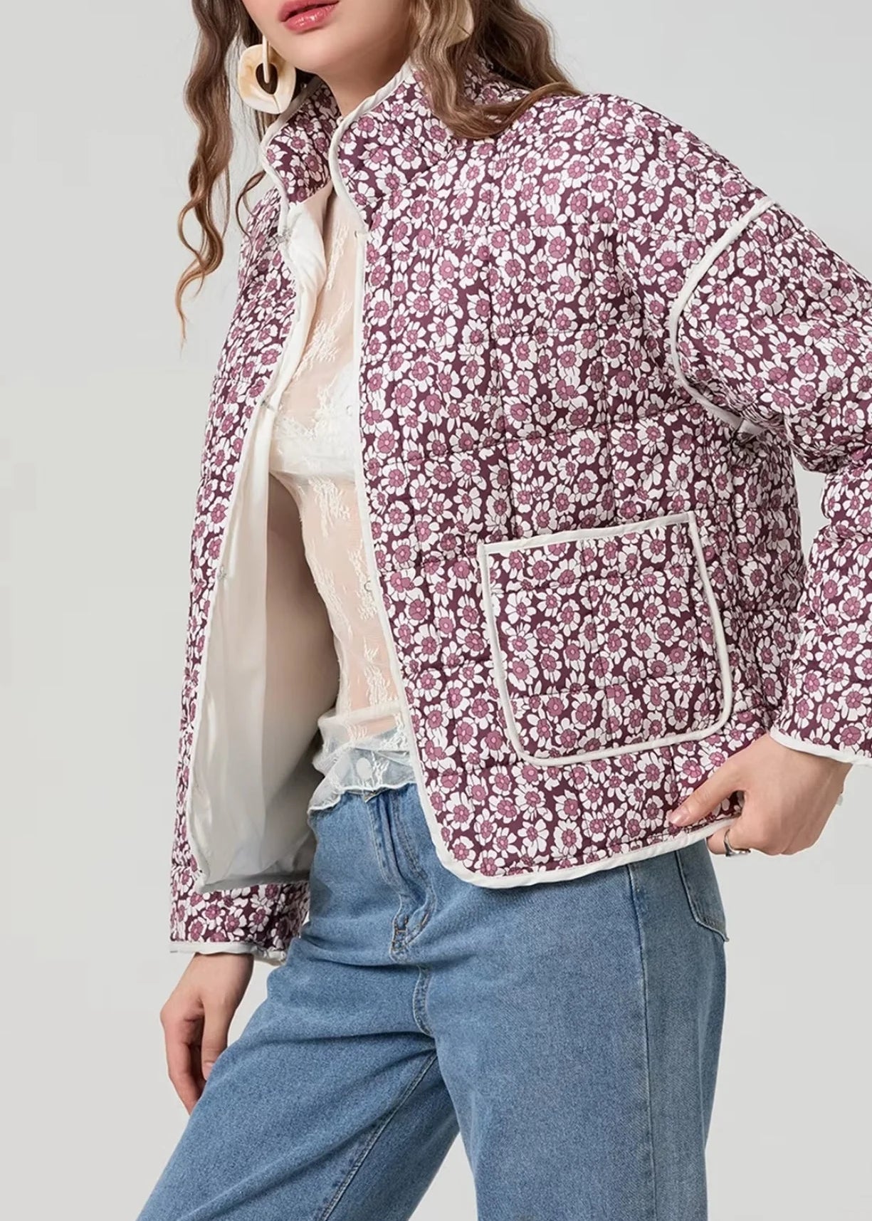 Veste légère kimono fleurie rose - Bohème & chic-Kimikono