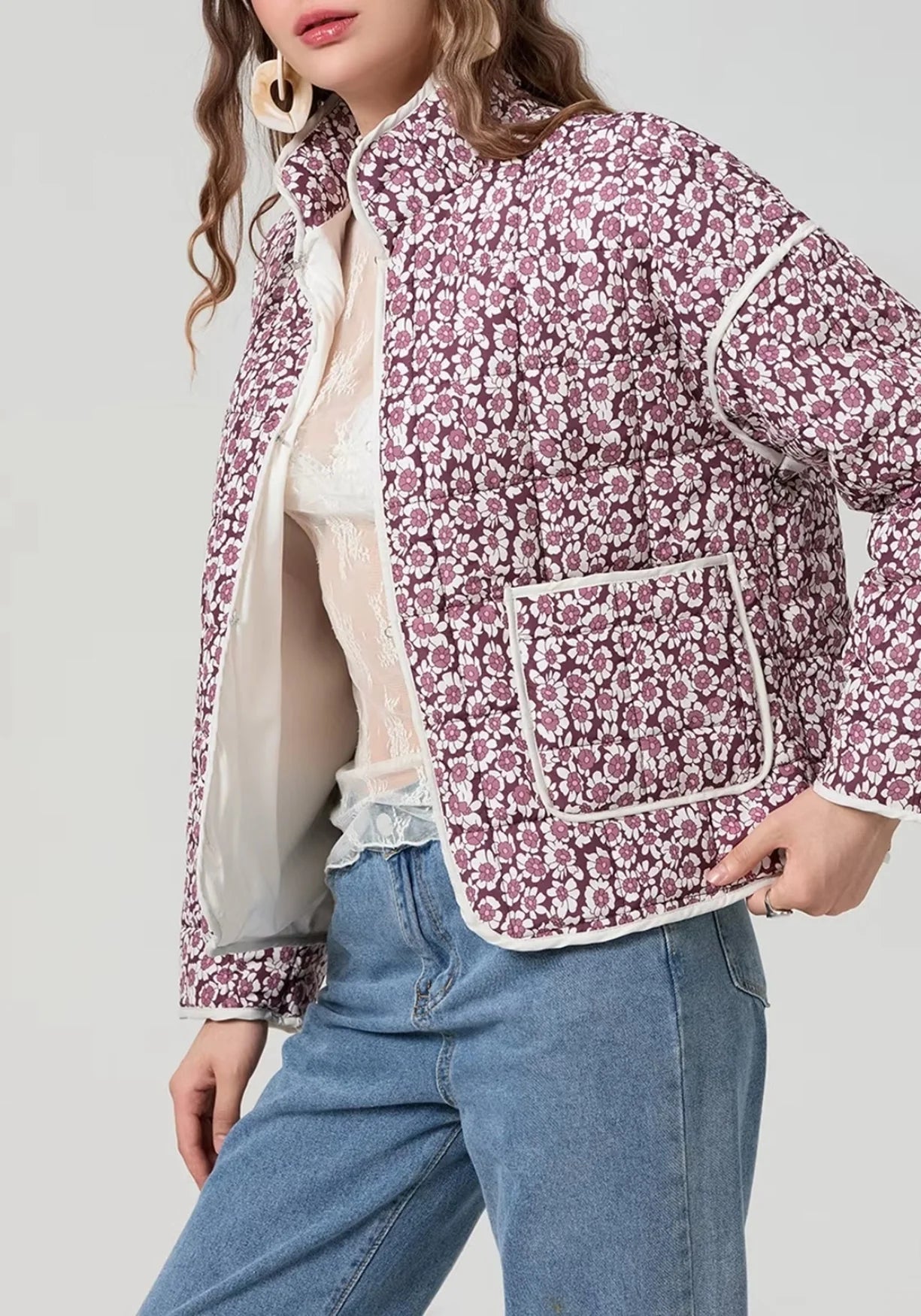 Veste légère kimono fleurie rose - Bohème & chic-Kimikono