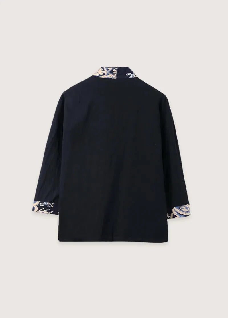 Veste style kimono homme noir chic - Élégance japonaise-Kimikono