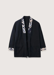 Veste style kimono homme noir chic - Élégance japonaise-Kimikono