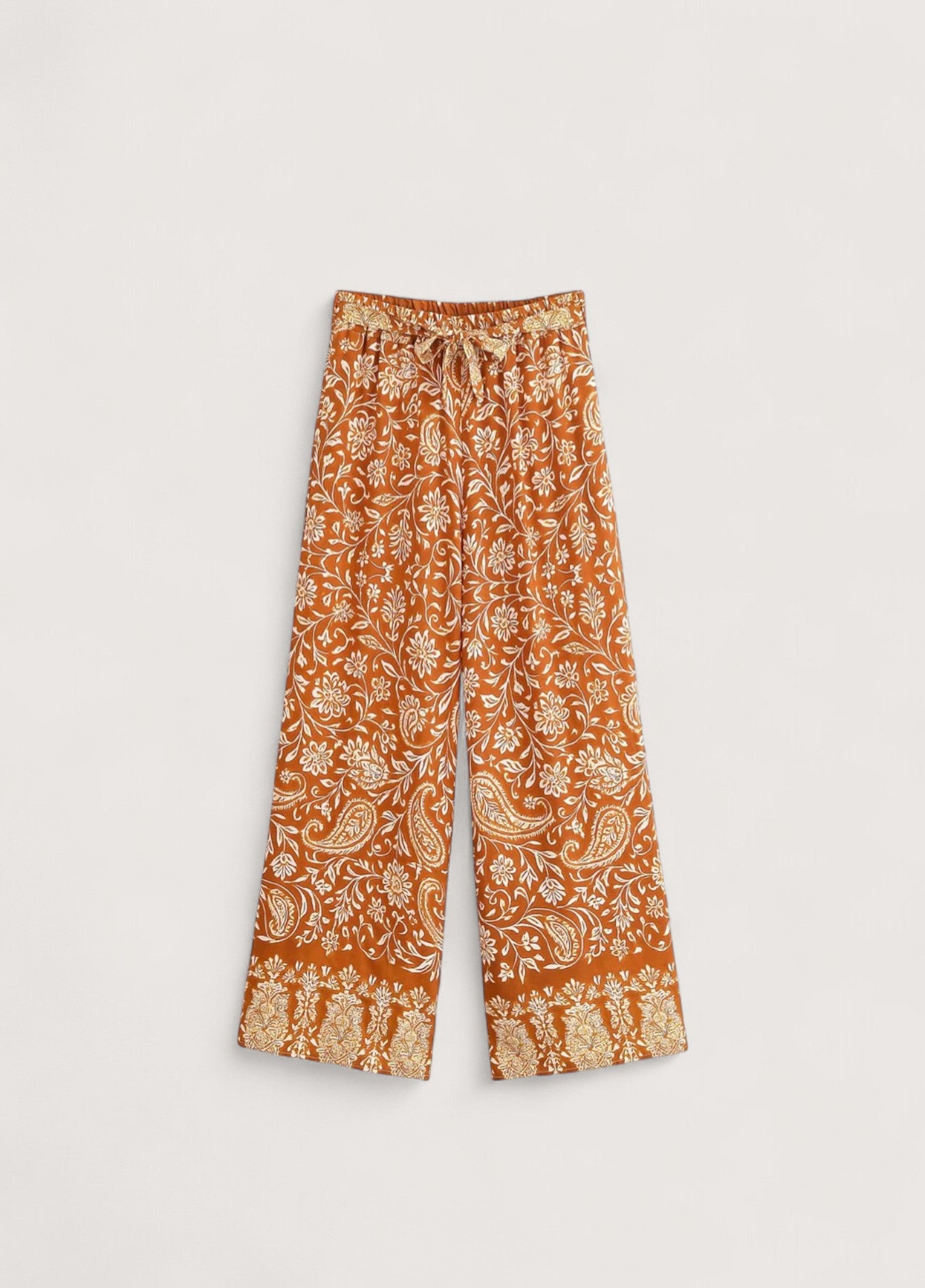 Pantalon kimono orange fleuri | Akane