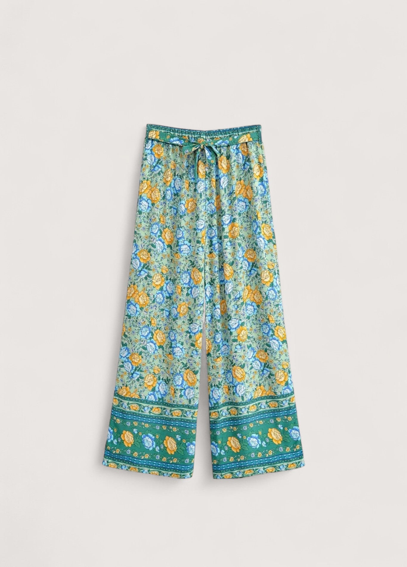 Pantalon kimono bleu fleuri | Mizuiro