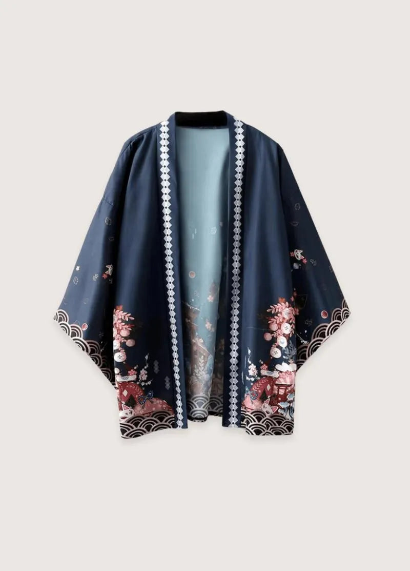 Yukata homme traditionnel bleu - Style japonais authentique-Kimikono